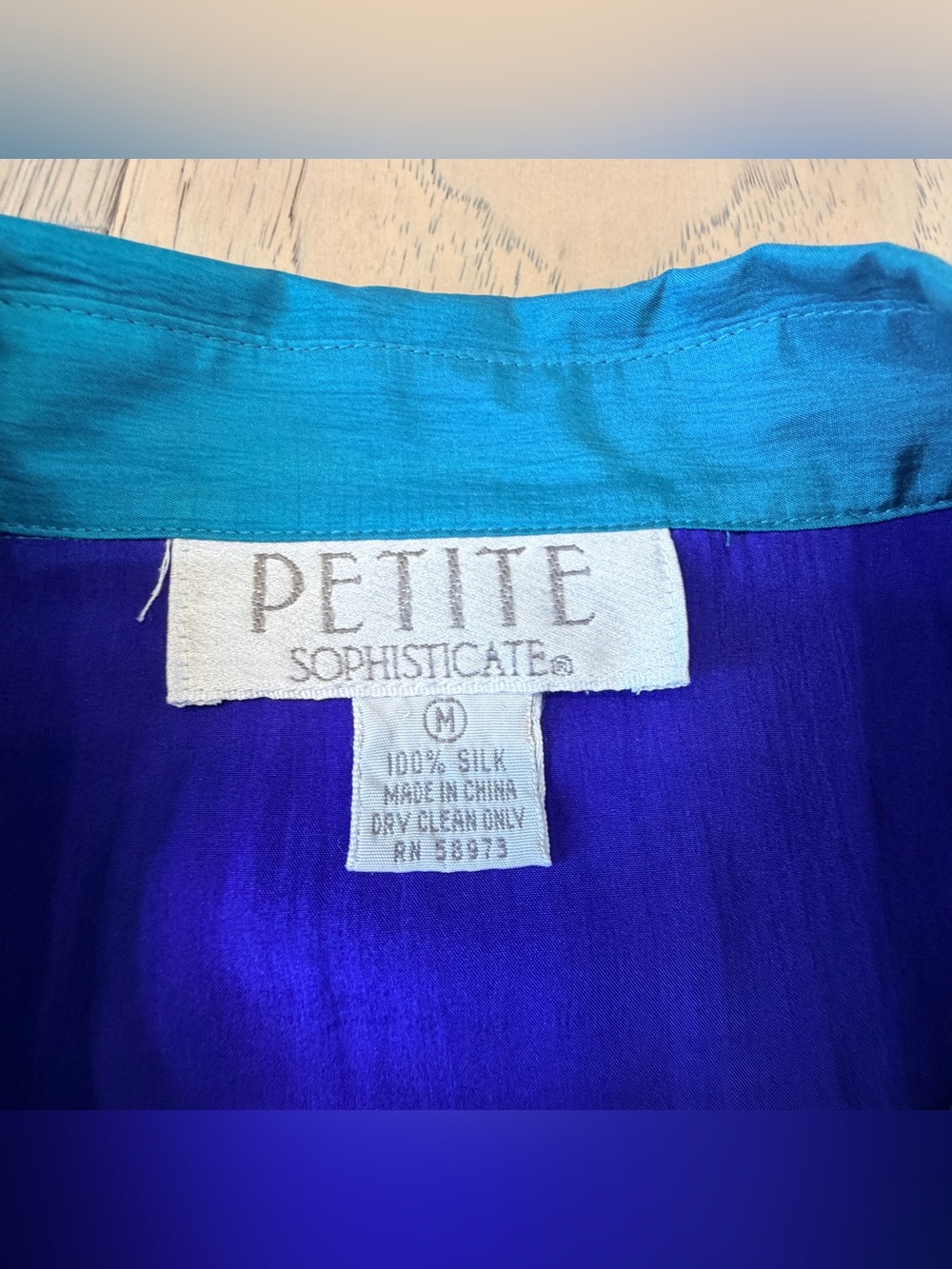 Vintage Silk Petite Sophisticate Color Block Blouse Medium Pink Teal Purple Y2K - Picture 10 of 13